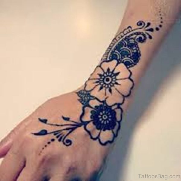 Flower Side Hand Tattoo