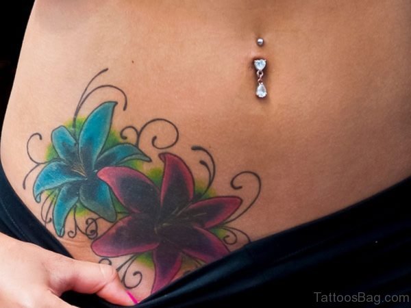 Flower Tattoo Design On Waist