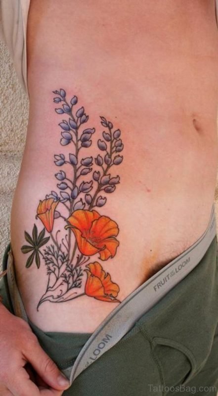 Flower Tattoo Design On Waist