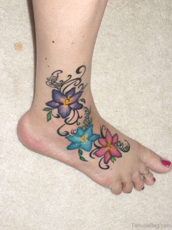 Flower Tattoo On Foot 