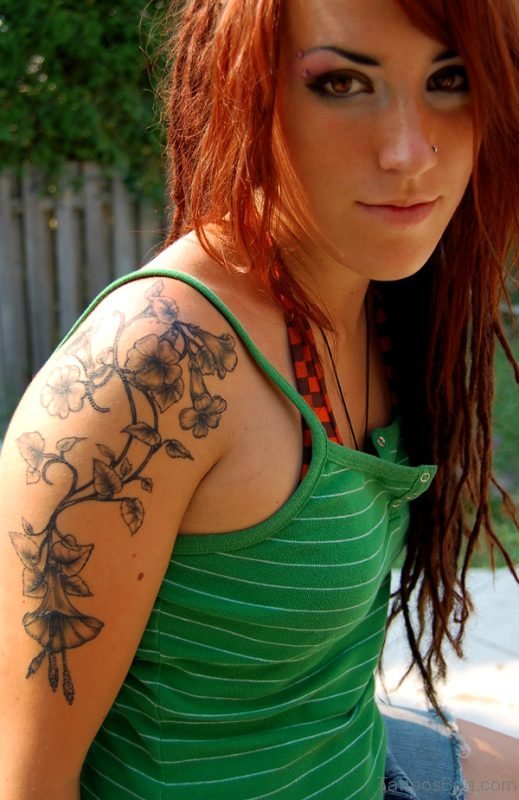 Flower Tattoo On Shoulder 