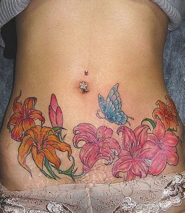 Flower Tattoo On Waist