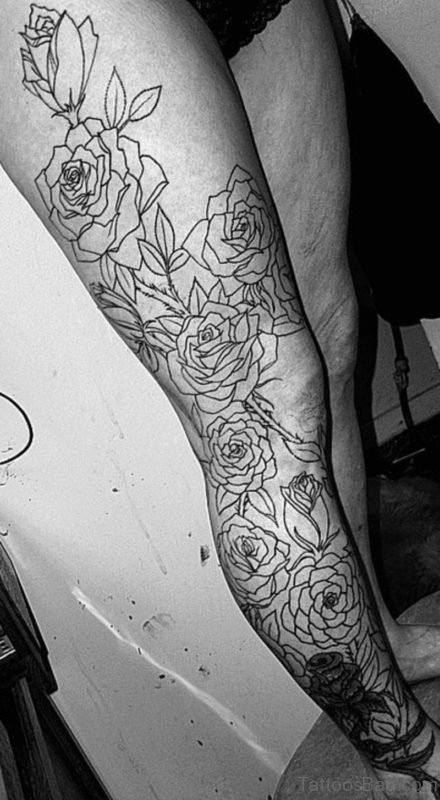 Flower Vines Tattoo On Leg