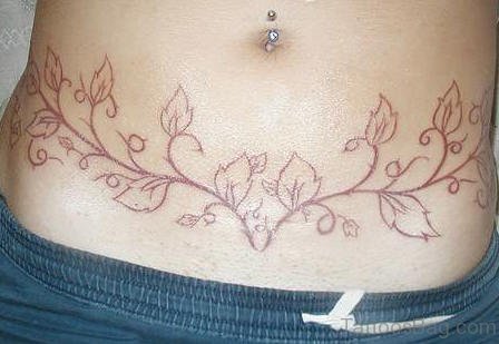 Flower Vines Tattoo On waist