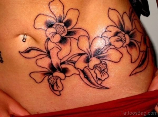 Flowers Tattoo Design On Waist