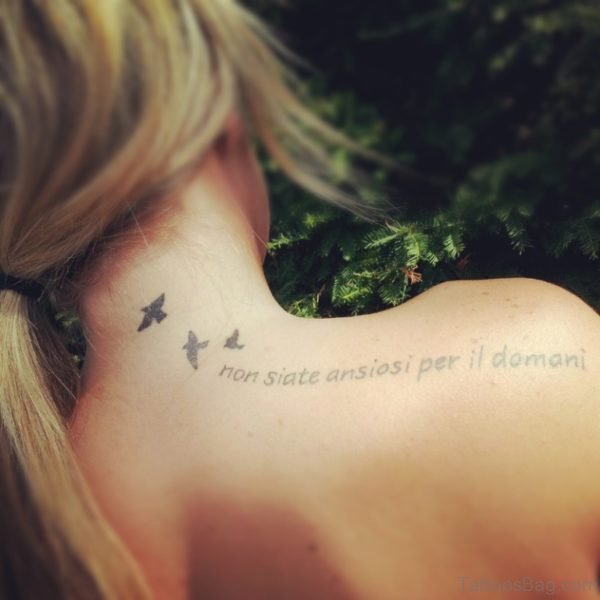 Flying Birds Tattoo On Nape