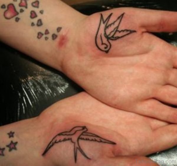 Flying Swallows Tattoo On Hands