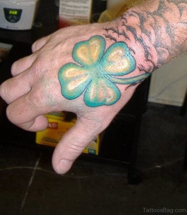 Four Leaf Clover Tattoo On Hand