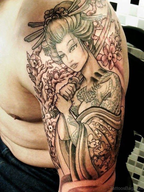 Geisha Tattoo On Shoulder