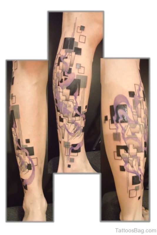 Geometric Tattoo Design On Leg Image