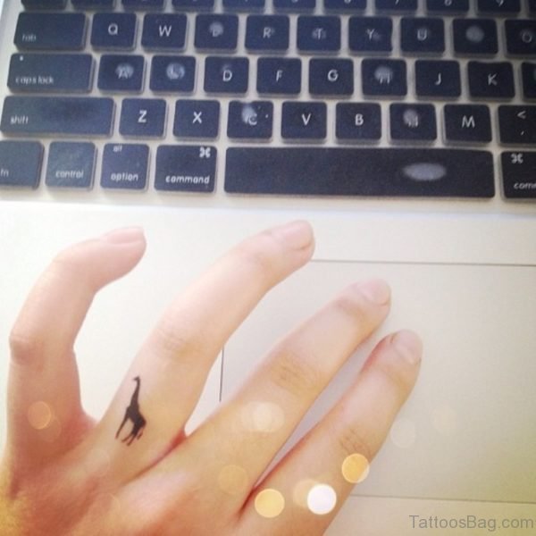 Giraffe Tattoo On Ring Finger