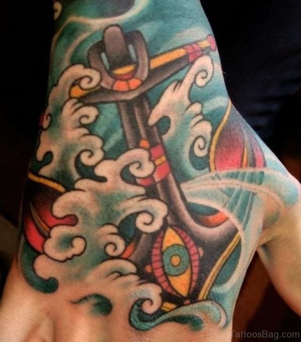 Great Anchor Tattoo On Hand