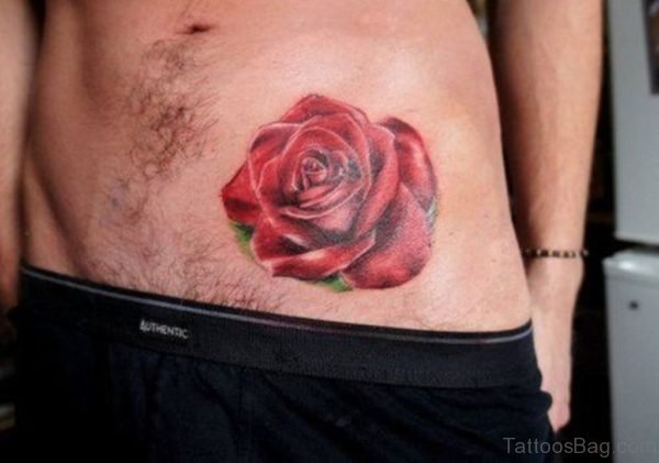 Great Rose Tattoo On Waist