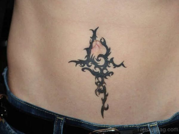 Great Tribal Tattoo On Stomach