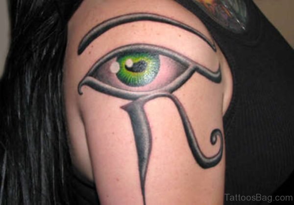 Green Eye Tattoo On Shoulder