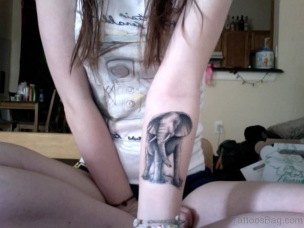 Grey Elephant Forearm Tattoo