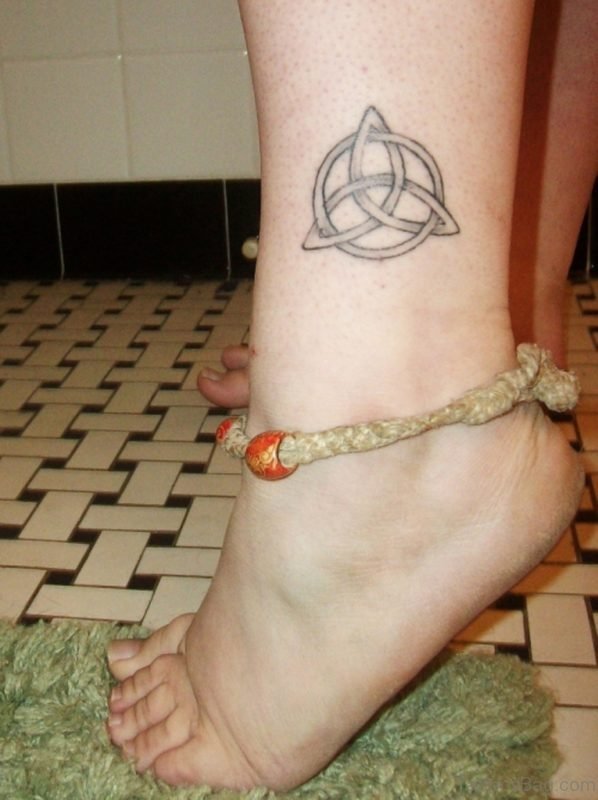 Grey Knot Tattoo On Ankle