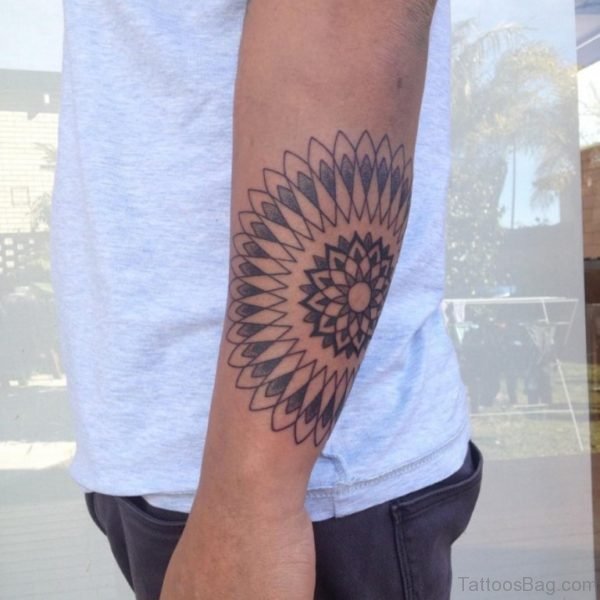 Grey Mandala Tattoo On Wrist