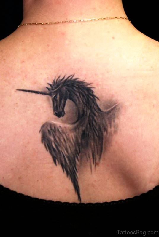 Grey Unicorn With Wings On Back