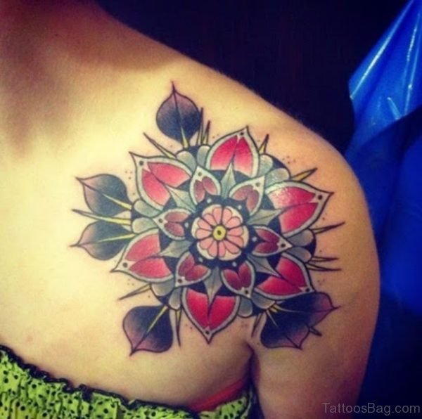 Hibiscus Flower Tattoo On Shoulder