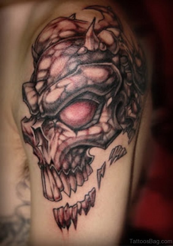 Horrible Alien Tattoo On Shoulder