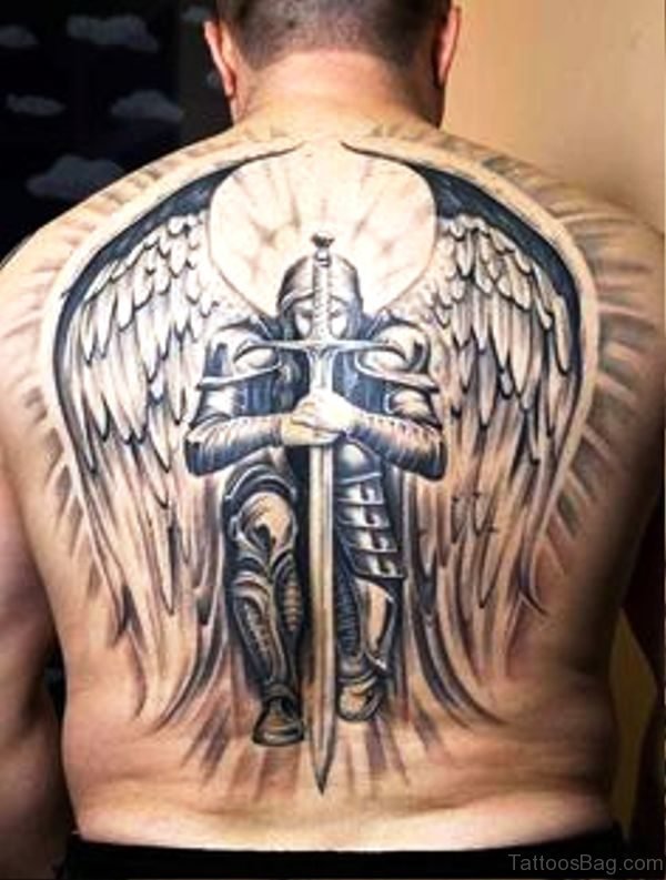 Image Of Archangel Tattoo On Back