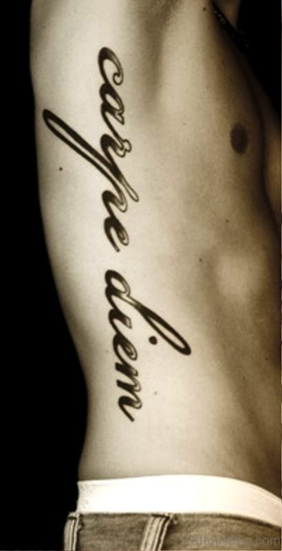 Image Of Carpe Diem Tattoo On Rib