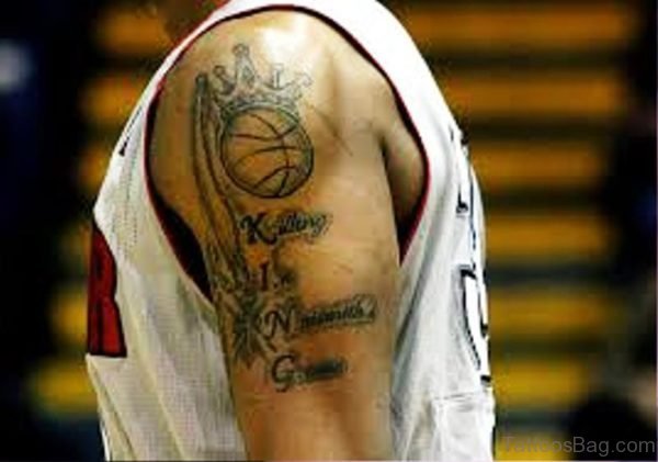 Image Of Crowned Basketball Tattoo Design