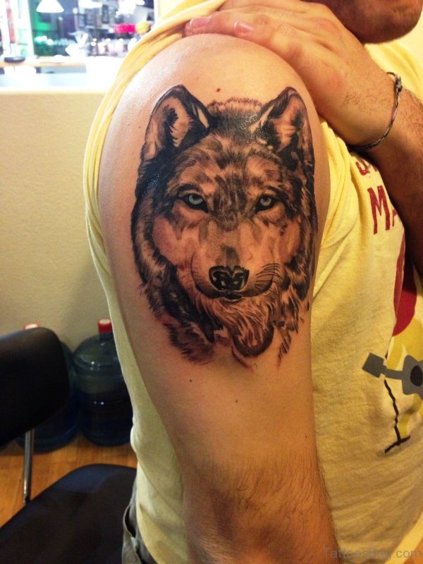 Impressive Alpha Wolf Tattoo On Shoulder