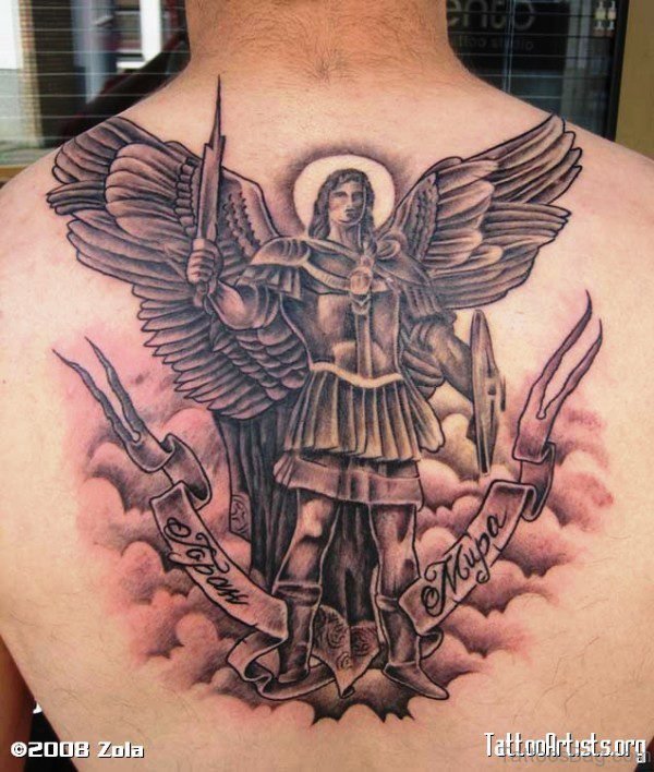 Impressive Archangel Tattoo On Back