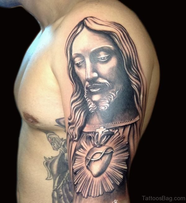 Jesus Tattoo On Shoulder