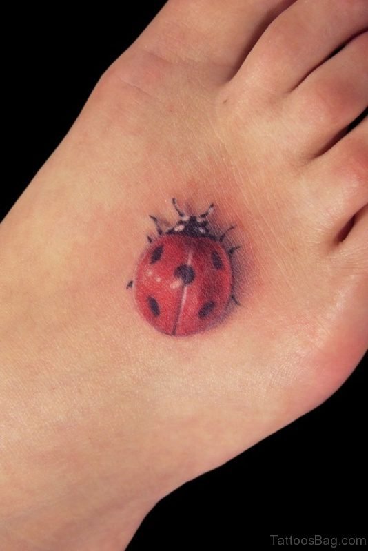 Ladybug Tattoo Design On Foot 