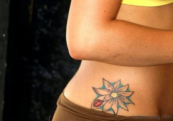 Ladybug n Flower Tattoo On Waist