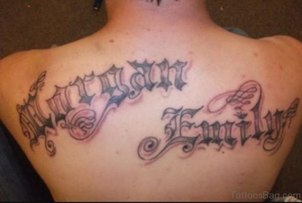 Lettering Tattoo Designs On Back For Men