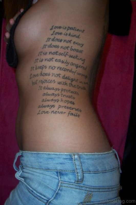 Lettering Tattoo On Rib
