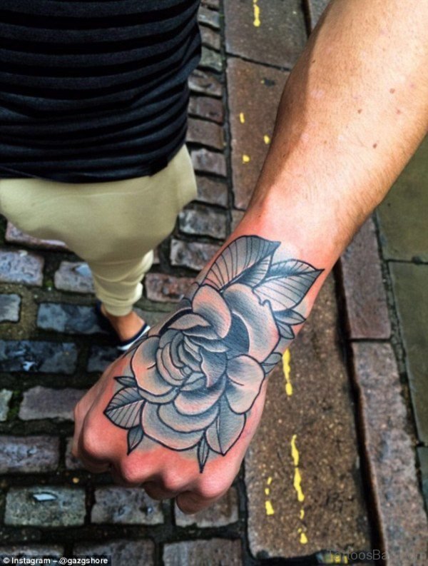 Light Blue Rose Tattoo On Hand