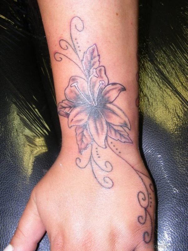 Lily Flower Tattoo On Hand