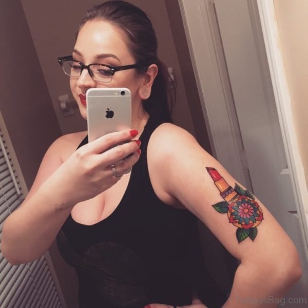 Lipstick Tattoo On Shoulder