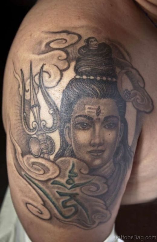 Lord Shiva Tattoo On Shoulder