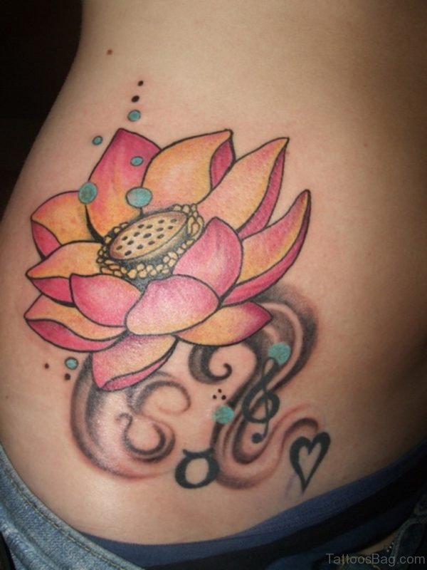 Lotus Flower Tattoo Design On Waist