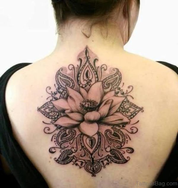 Lotus Tattoo On Upper Back