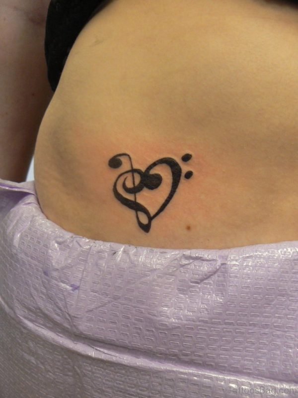 Love And Music Tattoo On Waist