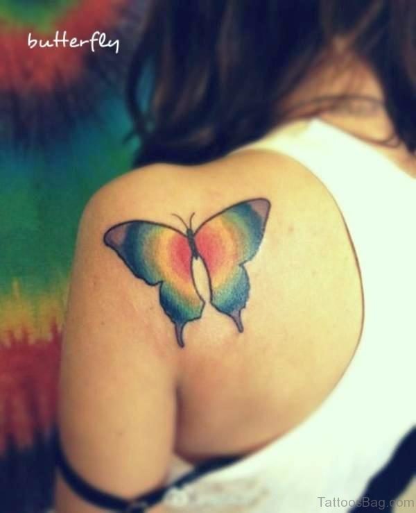 Lovely Butterfly Tattoo On Back Shoulder