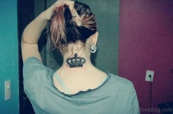 Lovely Crown Tattoo On Nape