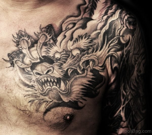 Lovely Grey Shoulder Tattoo Design