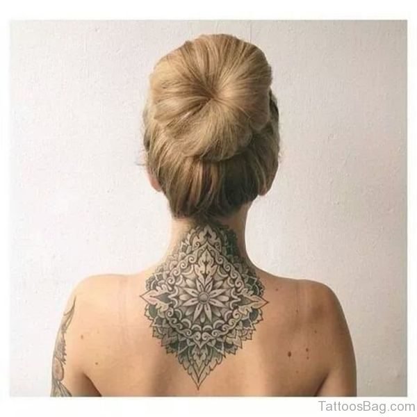 Lovely Mandala Neck Tattoo Design