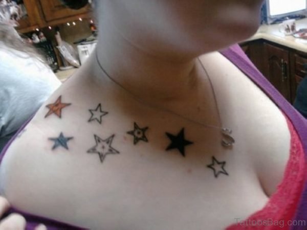 Lovely Stars Tattoo On Neck