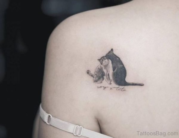 Loving Cats Tattoo On Shoulder
