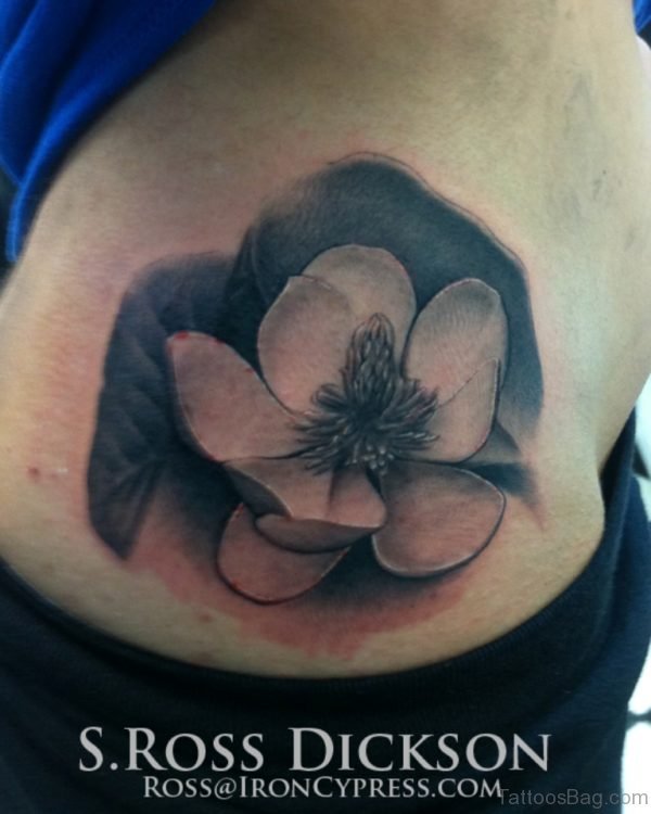 Magnolia Flower Tattoo On Waist