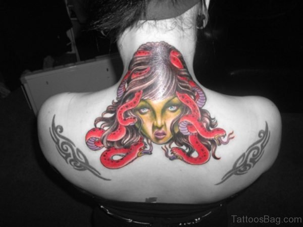 Majestic Medusa Tattoo On Nape